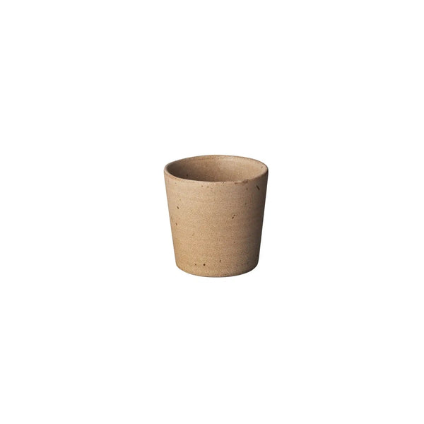 Brown ceramic cup on a white background
