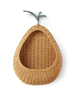 braided rattan wall pocket, whimsically shaped like a pear