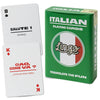 Playing cards with Italian text and a green box labeled 'Italian Playing Cards Lingo'.