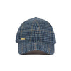 A blue-plaid classic baseball style cap with an adjustable strap, against a white background.