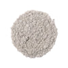 A grey round wool seat cushion with a white background.