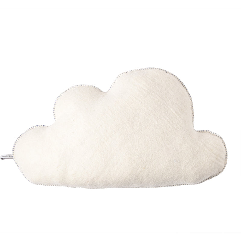 A white, cloud-shaped cushion.