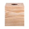 Wooden tissue box cover with a plain background