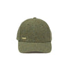 A green classic baseball style cap with an adjustable strap, against a white background.
