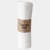 Roll of flour sack towels with a label on a white background