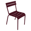One dark red Luxembourg side chair with tubular aluminum frame and curved aluminum slats.