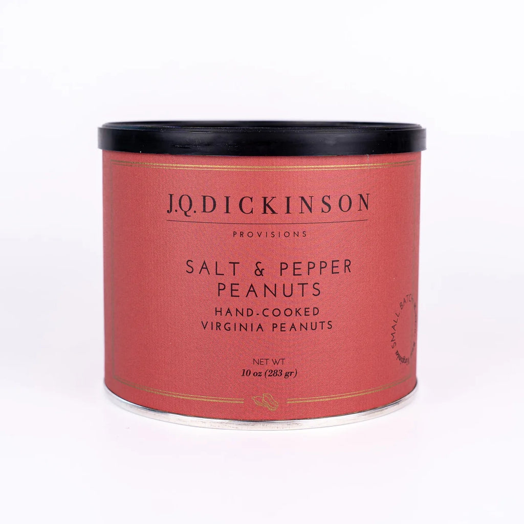 A 10 oz tin of J.Q. Virginia Peanuts