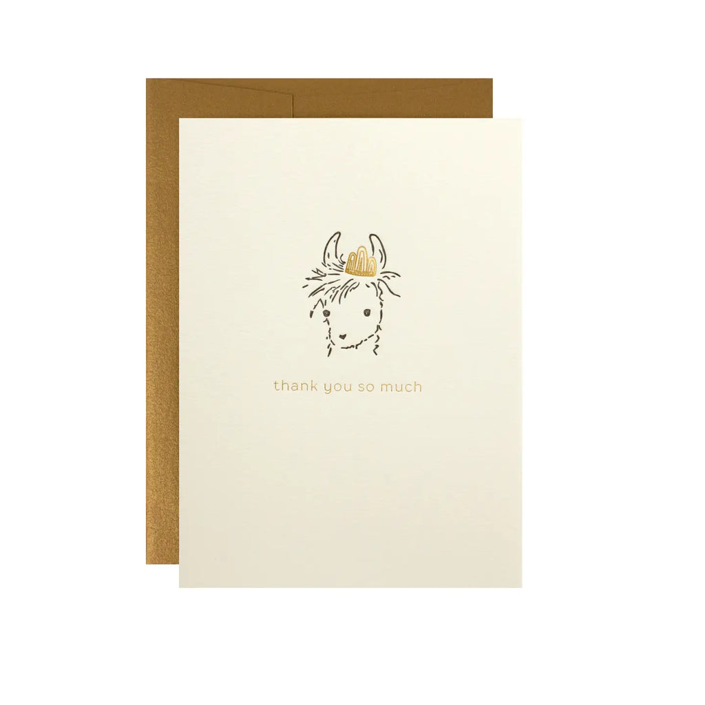 handmade paper cards with soy ink letterpress on recycled cotton paper that reads "thank you so much."
