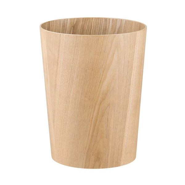 Wooden trash can on a white background