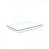 White rectangular tray with a black border on a white background