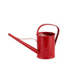 A red galvanized steel watering can