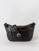 Drew Maxi Black Soft Grain Leather Bum Bag with Black Strap