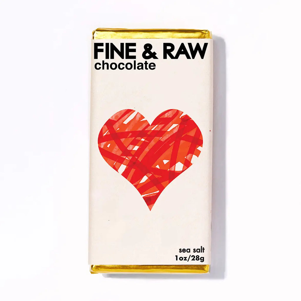 Chocolate bar packaging with a red heart design on a white background