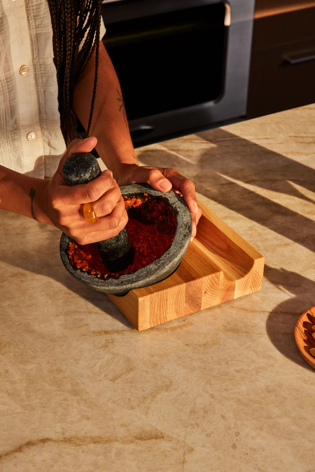 Using Perch Mortar and Pestle