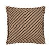 A square throw pillow with a striped pattern, sesame, beige and black colors.
