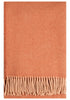 Powder cinnamon-colored throw blanket with fringes on a white background