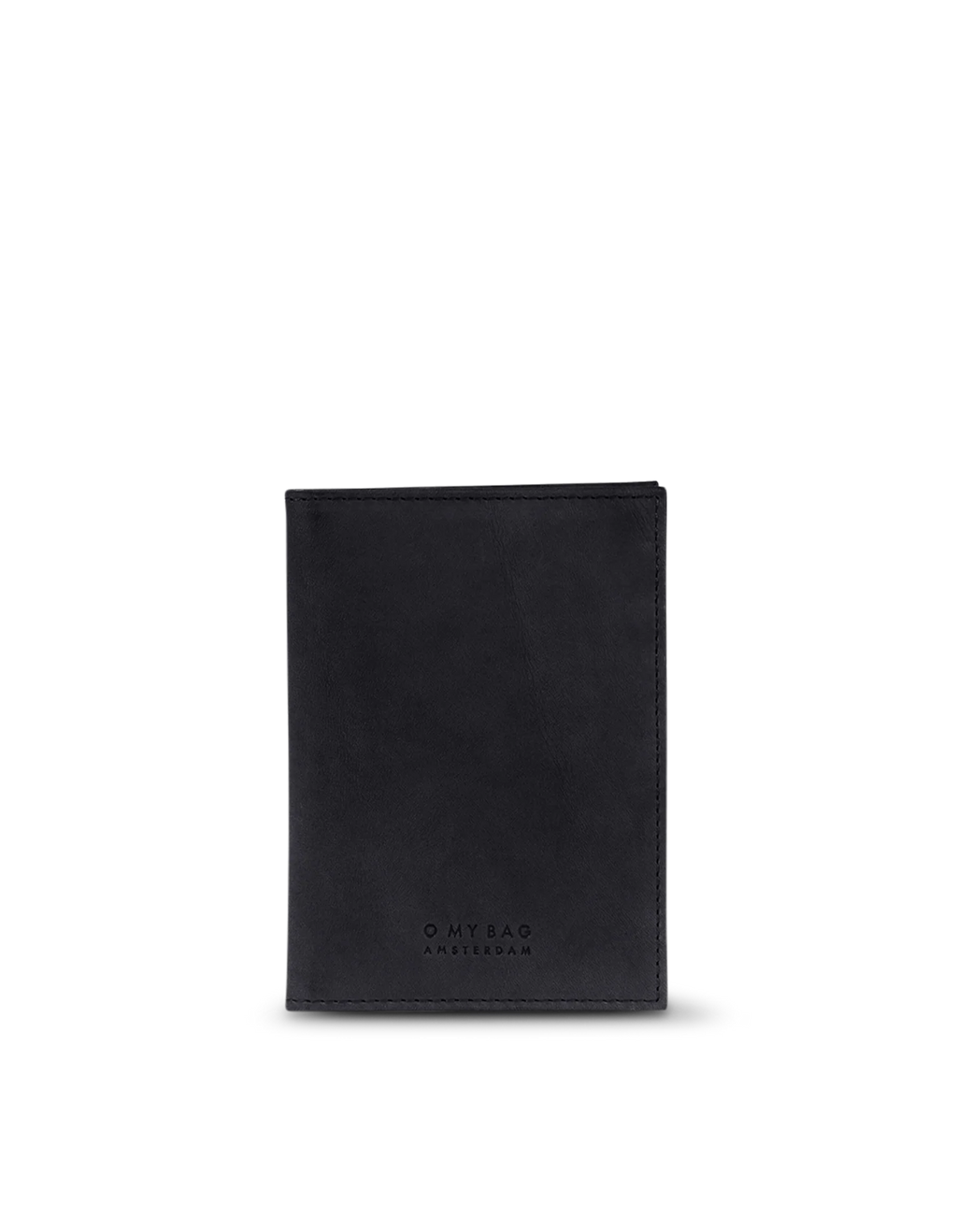 A black passport holder with 'O My Bag' embossed on it.