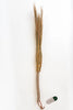 A miniature traditional hand-broom with a light brown wooden handle, natural straw bristles, and a small hanging tag, shown against a plain white background.