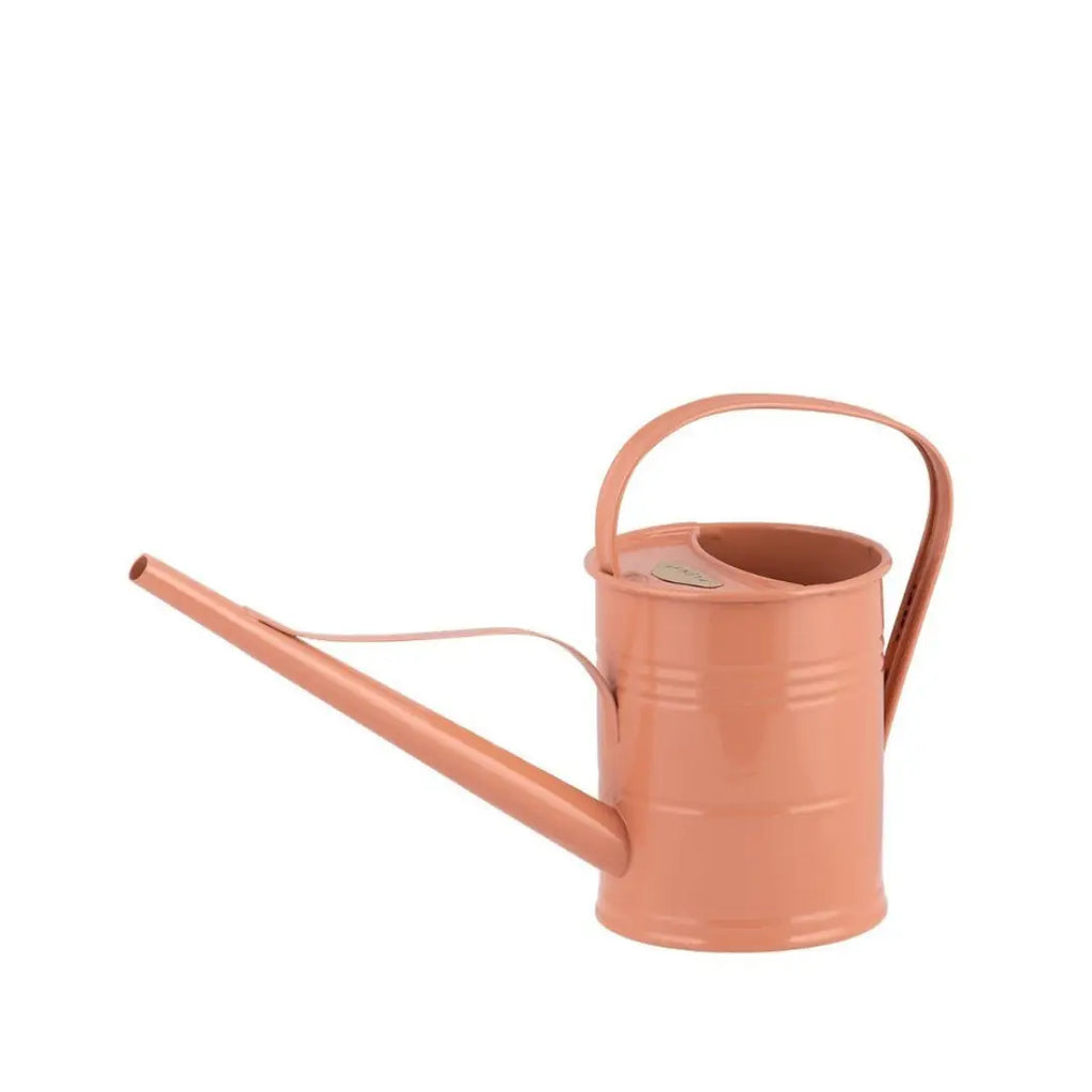 A galvanized steel watering can