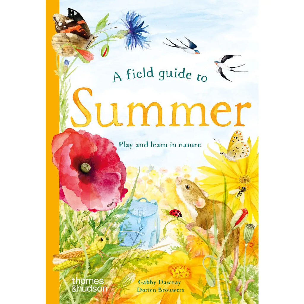 Book cover of 'A Field Guide to Summer' with illustrations of flowers, animals, and text.