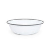 White bowl with black rim on a white background