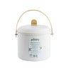 White container with a wooden handle and 'Pebbly' label on a white background