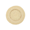 Beige straw hat with a wide brim on a white background, top view