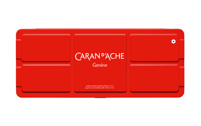 Red Caran d'Ache case on a white background