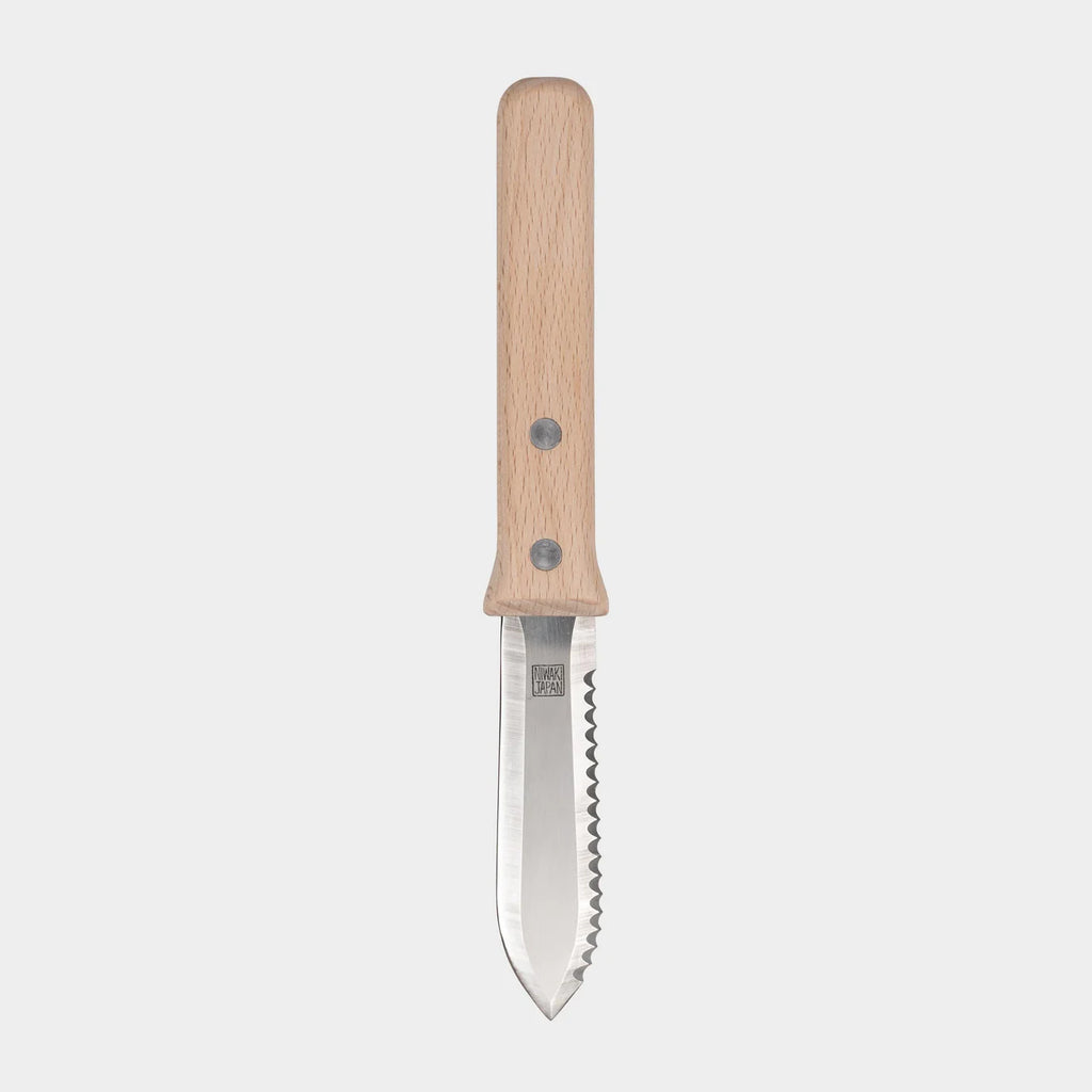 Knife with a wooden handle on a white background