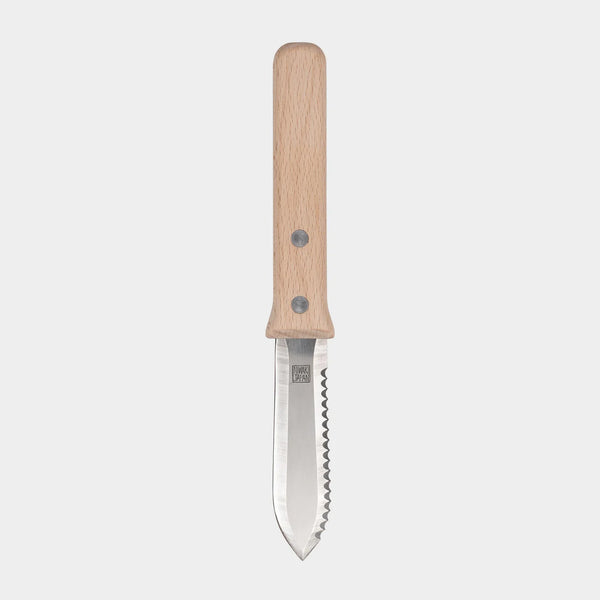 Knife with a wooden handle on a white background