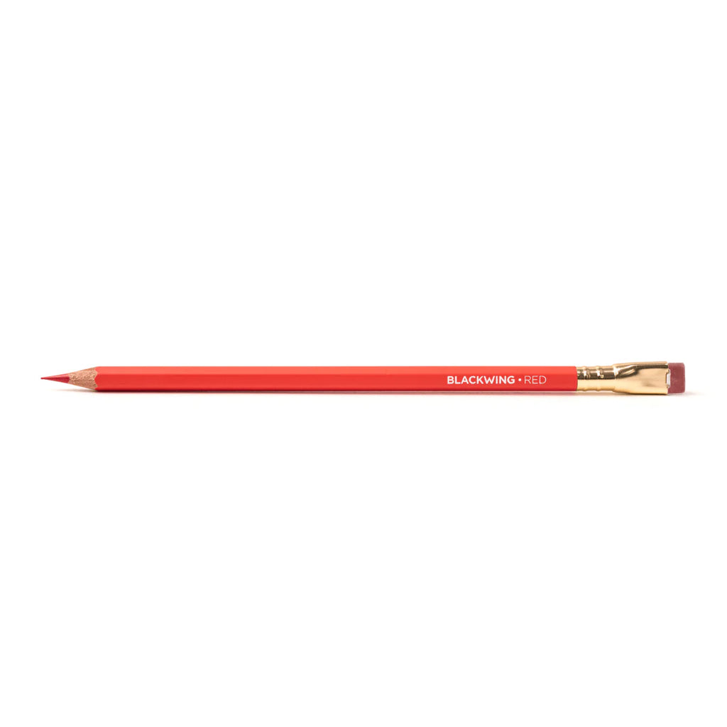 Red pencil with 'Blackwing' branding on a white background