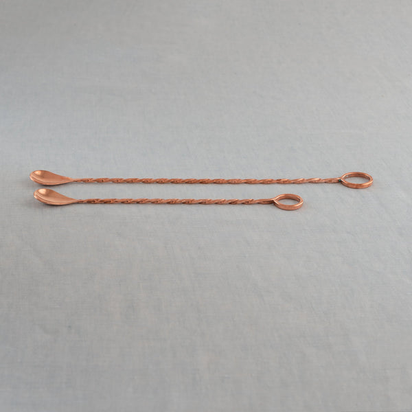 copper bar spoons - Made in Mexico - recycled copper artisan bar spoon - cocktail mixing spoon - modern bar spoon - Sertado Copper bar spoon