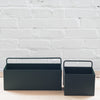 black steel powder-coated plant boxes