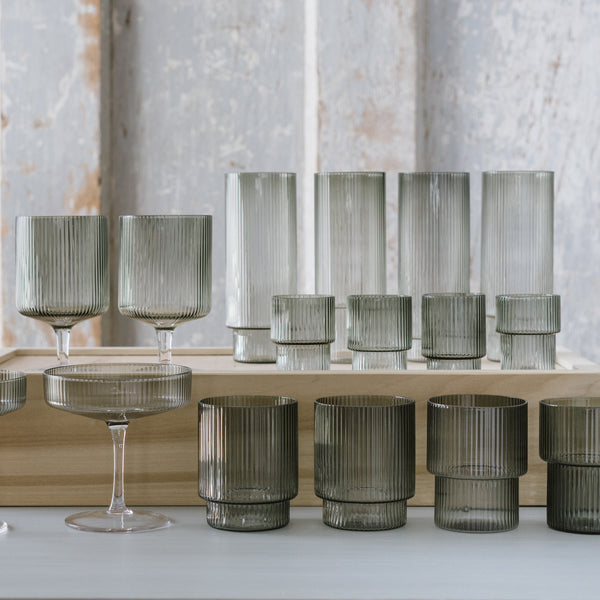 ripple-textured glasses