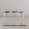 acacia wood top glass jars - glass storage jars with wood top- behome glass containers - glass storage jars