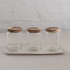 acacia wood top glass jars - glass storage jars with wood top- behome glass containers - glass storage jars